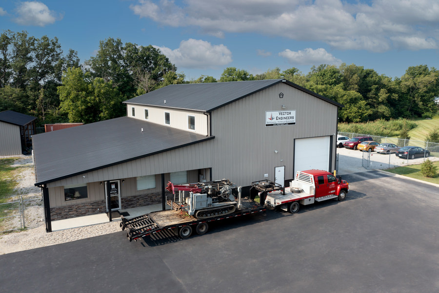 Aerial image of engineering company office / laboratory garage