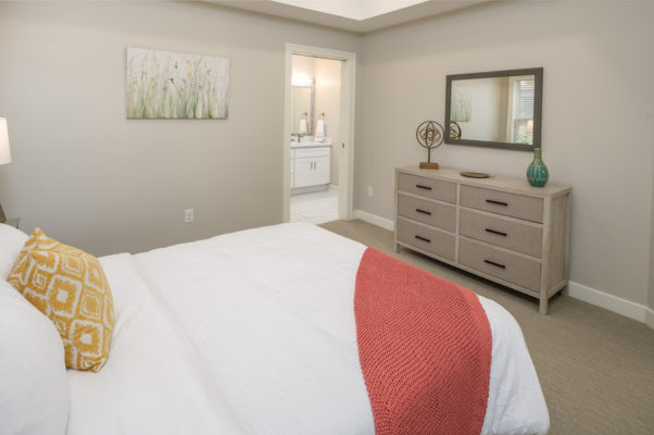 Interior image of bedroom in a senior living apartment complex